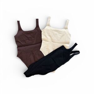 Elegant Shapewear Bodysuit Trio - Black, Cream, and Brown